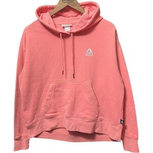 Plain blank pink Reebok small white embroidered logo Crewneck sweatshirt hoodie